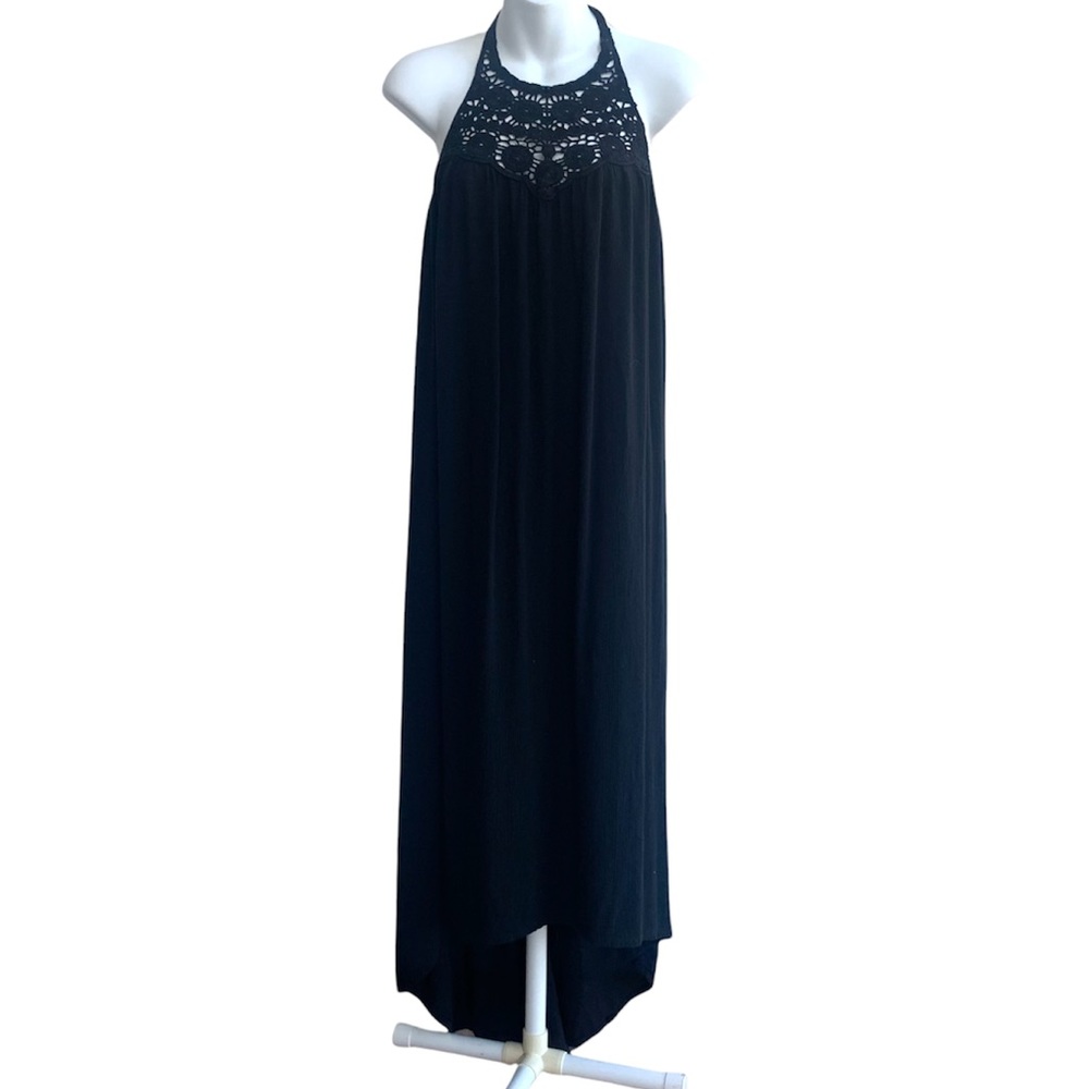 Crochet Halter Maxi Dress Black By Mossimo  SZ XS